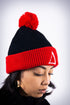 ∆ pom-pom beanie, black/red
