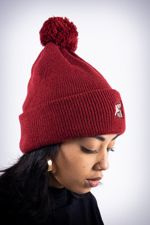 High Goals pom-pom beanie, crimson