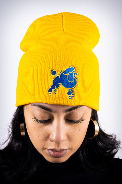 Frenchie Poodle skullie beanie, gold