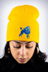 Frenchie Poodle skullie beanie, gold
