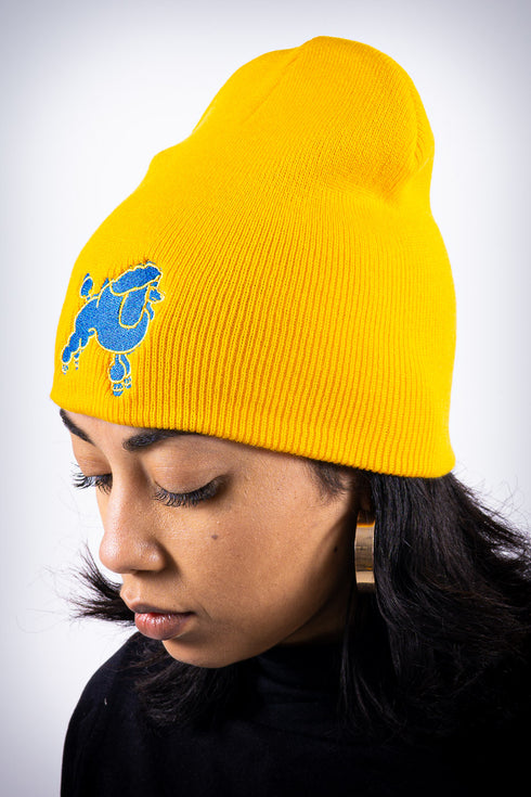 Frenchie Poodle skullie beanie, gold