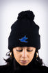 Forever Finer pom-pom beanie, black