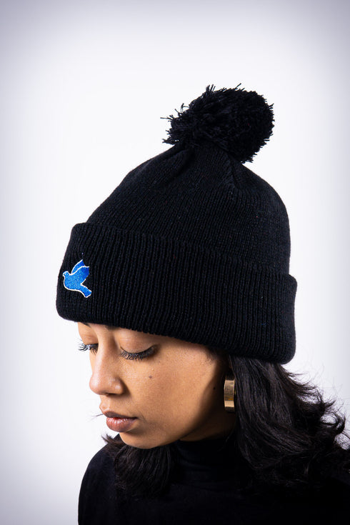Forever Finer pom-pom beanie, black