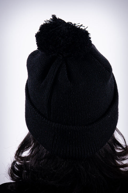 Forever Finer pom-pom beanie, black