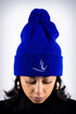 Peace Dove pom-pom beanie, blue