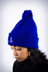 Peace Dove pom-pom beanie, blue