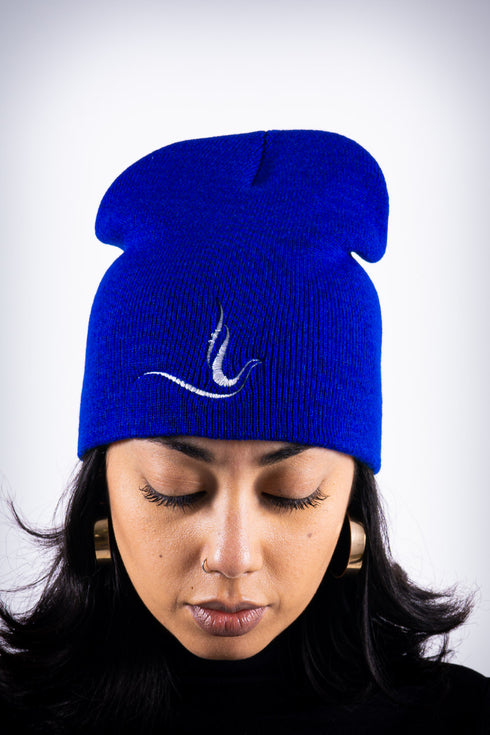 Peace Dove skullie beanie, blue
