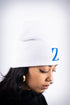 Z for Zeta skullie beanie, white