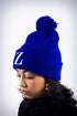 Z for Zeta pom-pom beanie, blue