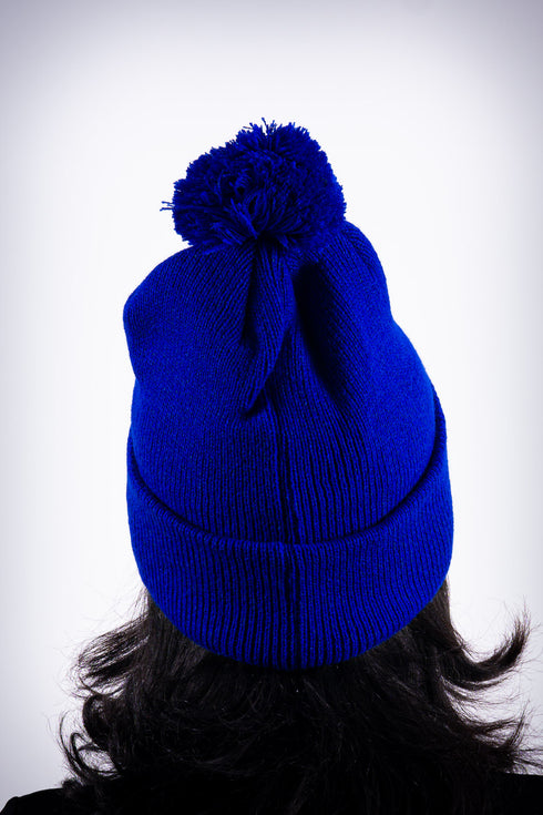 Z for Zeta pom-pom beanie, blue