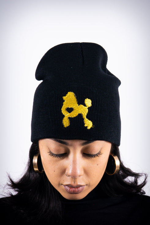 Poodles got Heart skullie beanie, black/gold