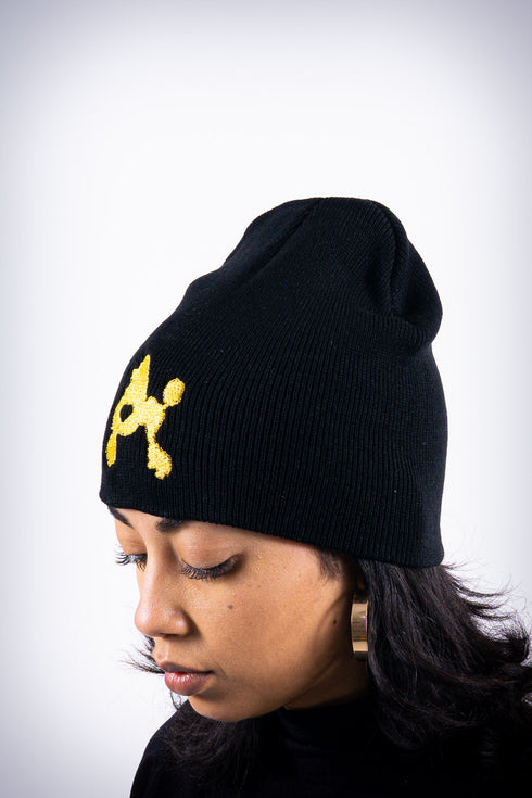 Poodles got Heart skullie beanie, black/gold