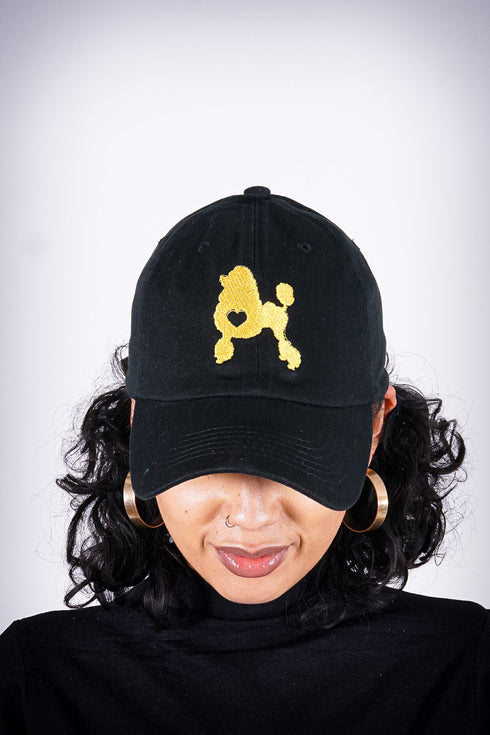 Poodles got Heart polo dad cap, black/gold