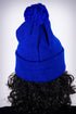 Frenchie Poodle pom-pom beanie, blue