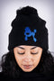 Poodles got Heart pom-pom beanie, black/blue