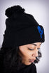 Poodles got Heart pom-pom beanie, black/blue