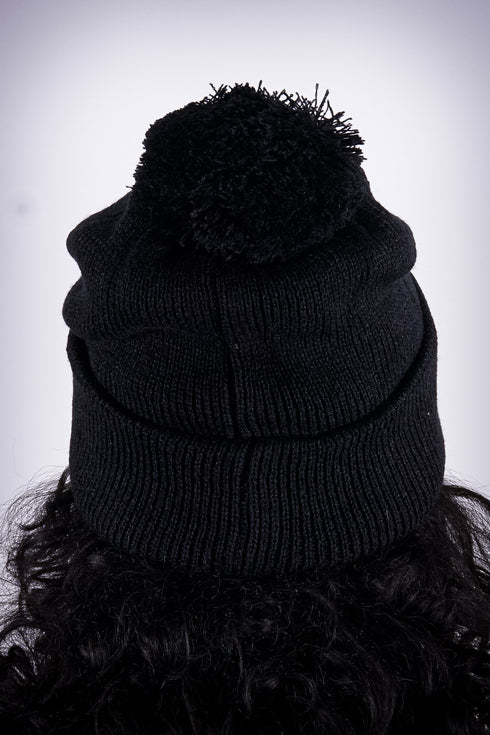 Poodles got Heart pom-pom beanie, black/blue