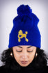 Poodles got Heart pom-pom beanie, blue