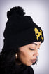 Poodles got Heart pom-pom beanie, black/gold
