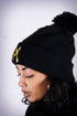 Poodles got Heart pom-pom beanie, black/gold