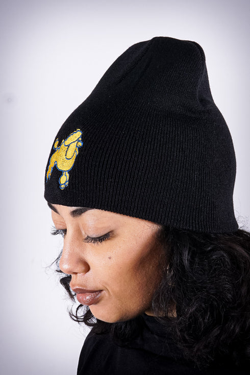 Frenchie Poodle skullie beanie, black