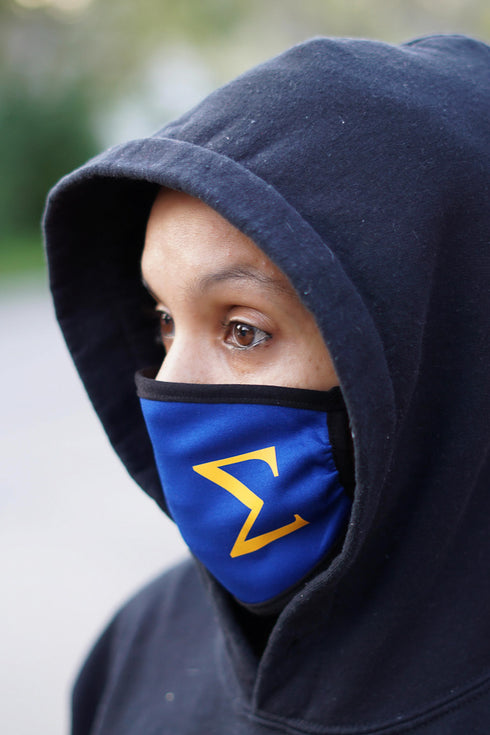 Protected! Σ (gold) mouth mask, blue