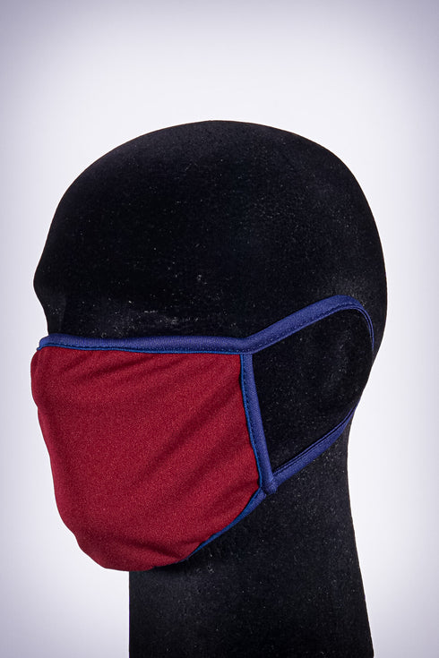 Covered! Solid mouth mask, maroon/navy blue
