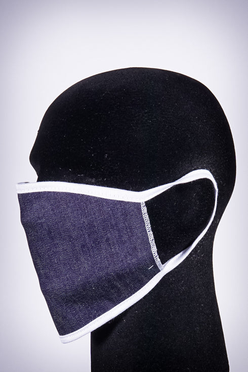 Covered! Solid mouth mask, dark denim blue/white