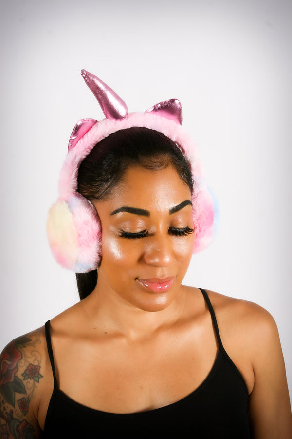 Can't Catch Me Unicorn earmuffs, pink