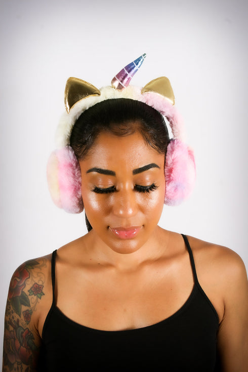 Can't Catch Me Unicorn earmuffs, multicolor