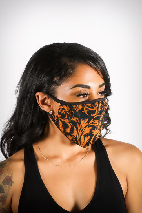Covered! Dark Damask mouth mask