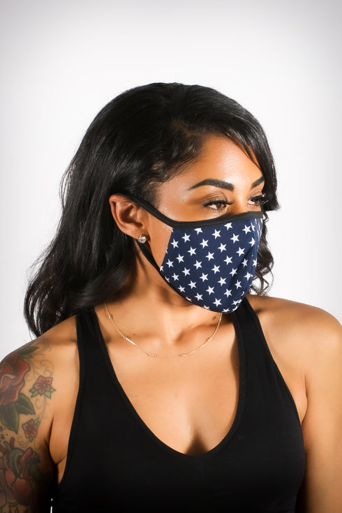 Covered! Small Stars mouth mask, blue