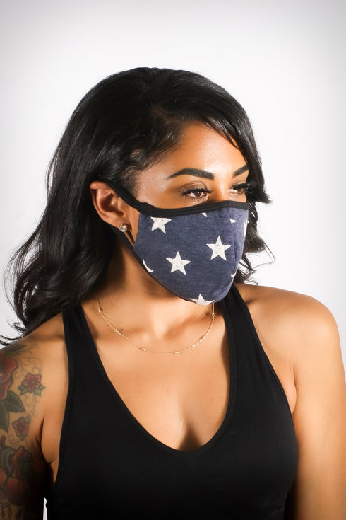 Covered! Big Stars mouth mask, blue