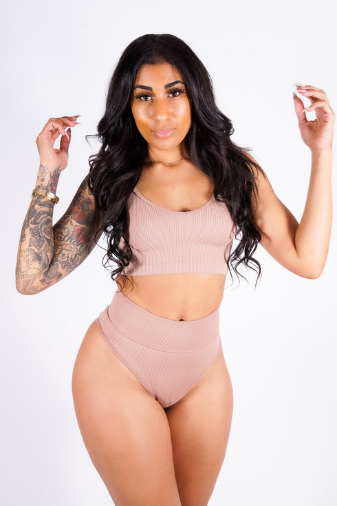 Vicky Bralette Set, Tan