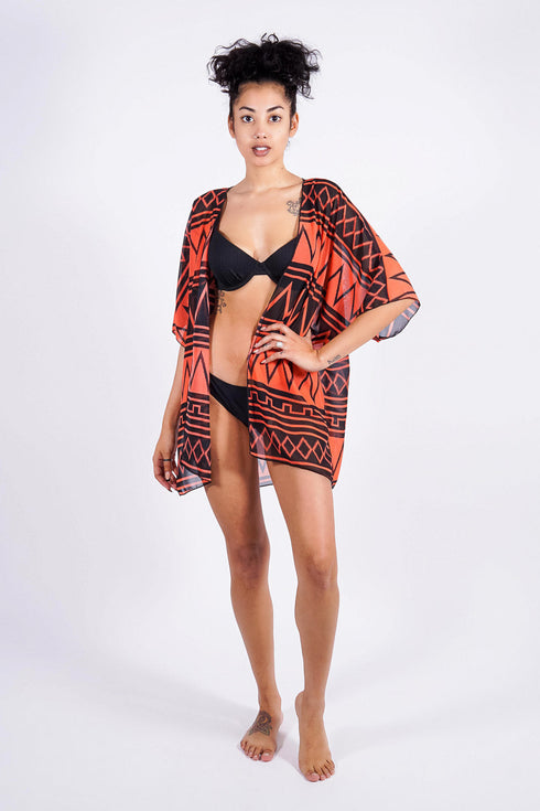 Jessica's Robe, Black/Coral