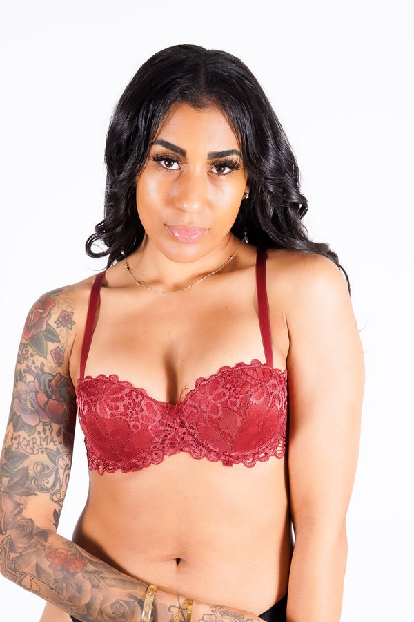 Jackie's Lace Bra, Crimson