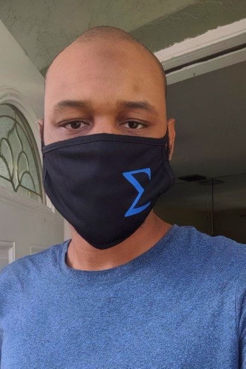Protected! Σ (blue) mouth mask, black