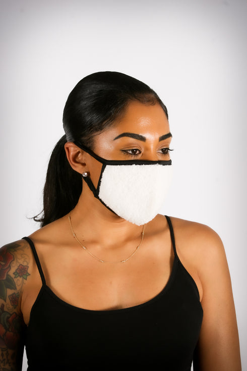 Covered! Cozy Sherpa mouth mask, white