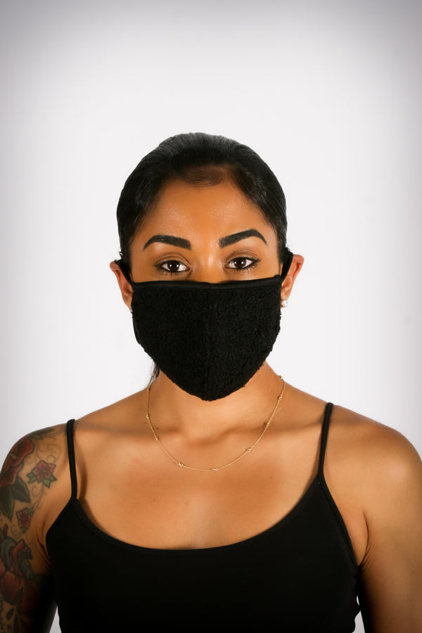 Covered! Cozy Sherpa mouth mask, black