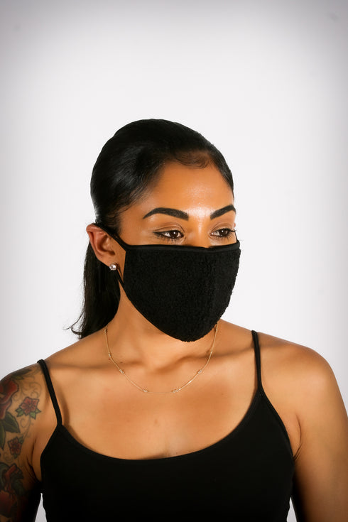 Covered! Cozy Sherpa mouth mask, black