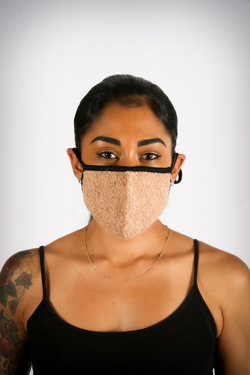Covered! Cozy Sherpa mouth mask, tan