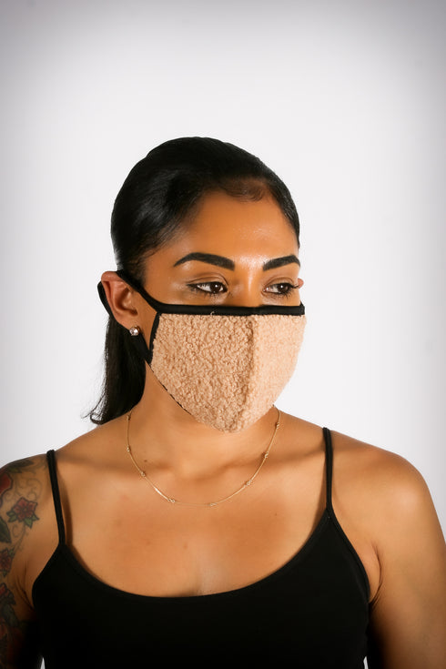 Covered! Cozy Sherpa mouth mask, tan