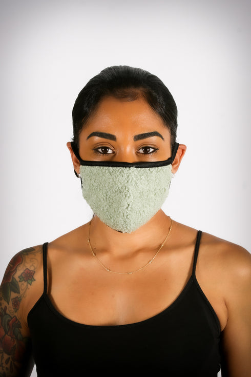 Covered! Cozy Sherpa mouth mask, green