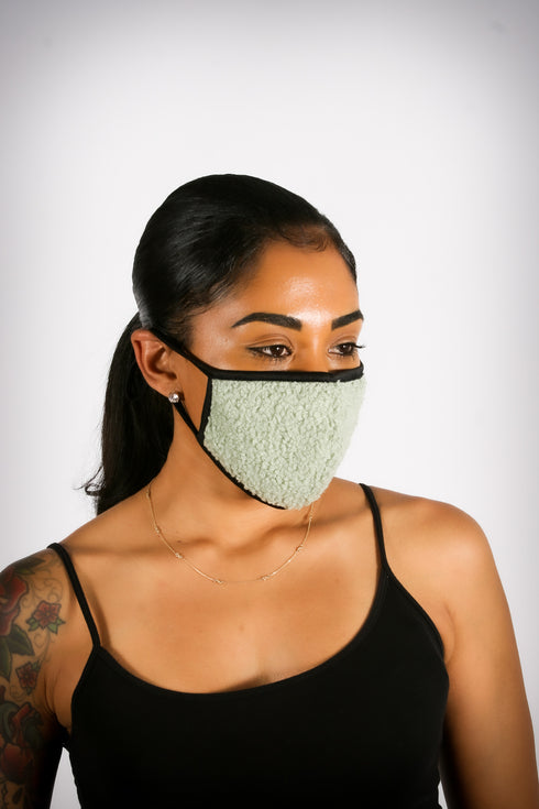 Covered! Cozy Sherpa mouth mask, green