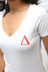 Branded Badge Δ workout tee (v), white