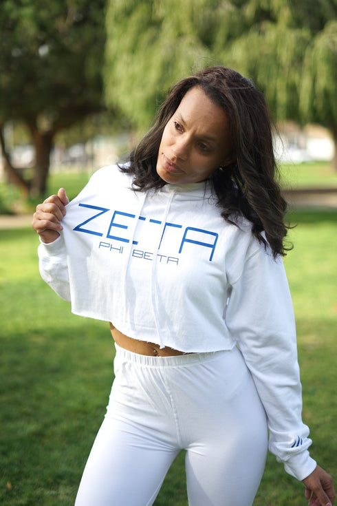 I Said My Soror Zeta cropped hoodie, white