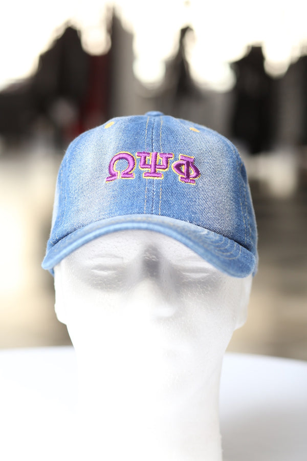 My ΩΨΦ Jeans polo dad cap, light denim