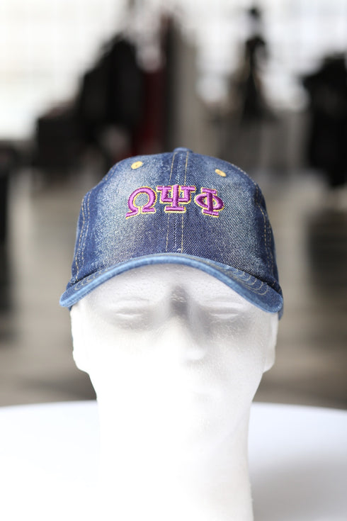 My ΩΨΦ Jeans polo dad cap, dark denim