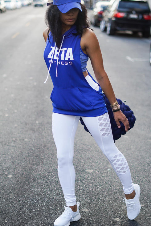 Excuse My Back Zeta stringer tank hoodie, blue