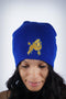 Frenchie Poodle skullie beanie, blue